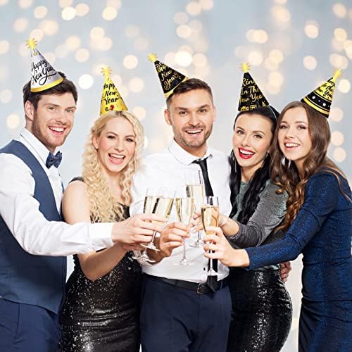 כובעי מסיבת שנה טובה, כובעי קונוס קישוט למסיבת ערב השנה החדשה 2023, 12 חבילות מסיבת ערב שנה טובה טובות מגבעות