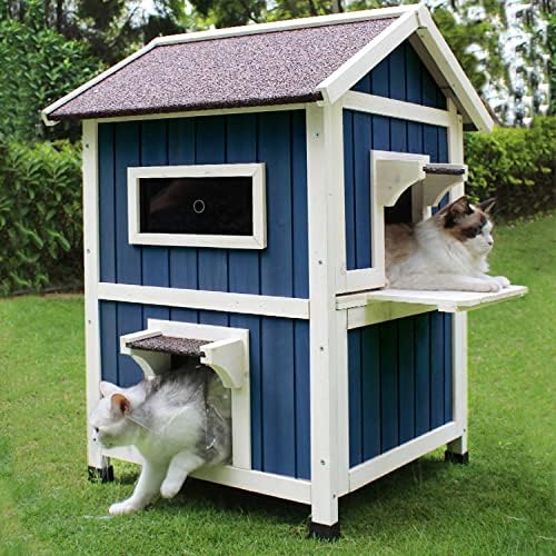 רוקבר חיצוני חתול בית, 2 סיפור חיצוני בתי עבור חתולי פרא עץ מחוץ חתול מקלט עמיד עם בריחה דלת
