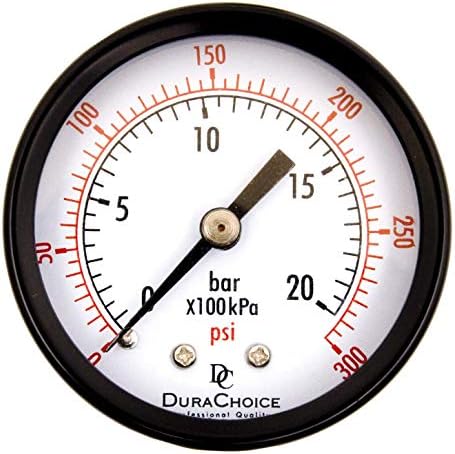 דור דורצ'ואס 2 מד לחיוג לשירותי לחץ, גז שמן מים, הרכבה על מרכז גב 1/4, מארז פלדה שחורה, 0-30 psi