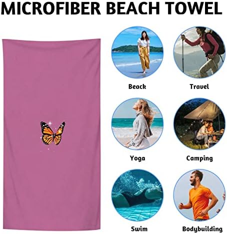 מגבת חוף ke1clo וינטג 'התאמה אישית של מטלית חוף, יבש מהיר וסופר סופג שוליים/פרפרים מגבות רחצה, מגבות