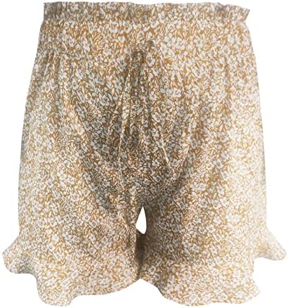 Uqrzau בגדי קיץ לנשים הדפס כיס מזדמן מכנסי שרוך אלסטיים פרוע מכנסי רגל רחבים מכנסיים מותניים גבוהים,
