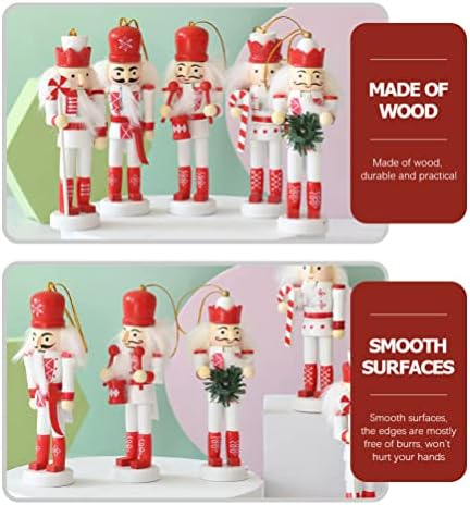 דמויות מפצח אגוזים 5 יחידות חג המולד עץ תליוני עץ ציור אגוז חייל תליון קישוטים מפצח אגוזים חג המולד