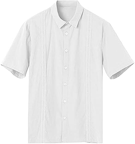 חולצות פשתן כותנה לגברים XXBR כפתור קיץ חדש צווארון צווארון צווארון שרוול קצר רגוע כושר חוף