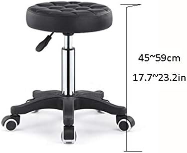 מחשב שרפרף כיסא על גלגל, מסתובב אוכף שרפרף עם שחור סינטטי עור מושב, מתכוונן גובה 45-59 סנטימטר, נתמך משקל