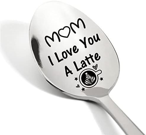 אמא אני אוהבת אותך כפית חרוטה לאטה, אמא קפה כפית נירוסטה מתנה למזכרת מזכרת ליום האם יום הולדת