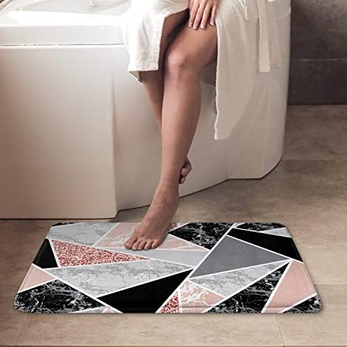 שטיח אמבטיה משיש ורוד ושחור, שטיחי אמבטיה מופשטים גיאומטריים ללא סחף, אמנות מודרנית צבעונית כיסוי רחיץ שטיח רצפה