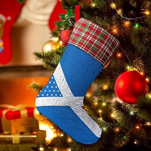 סקוטלנד ארהב דגל מערבב נצנץ מגרש חג מולד קיר מבריק קישוטים לקישוטים למסיבת חג עץ חג המולד