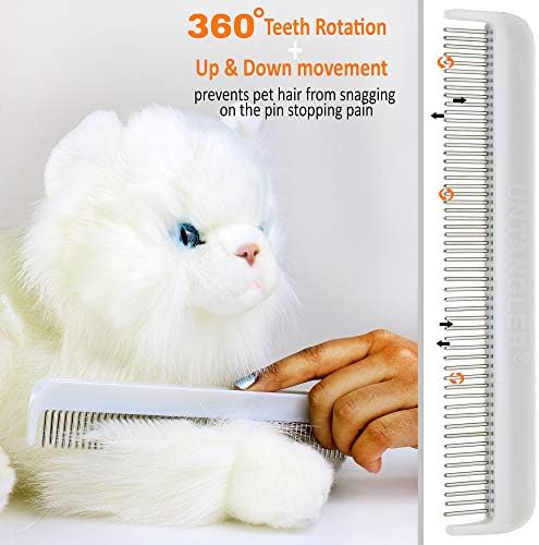 מסרק חתול לא מסובך עם שיניים מסתובבות חלקות כמשי - 43 שיניים מרווחות עדינות לפירוק וטיפוח אנושי