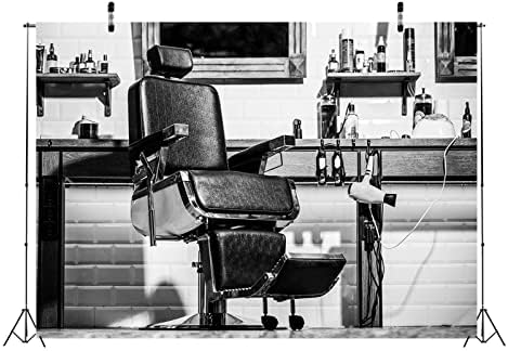 BELECO 9X6FT בד וינטג 'חנות ספר ספר כסא ספר תפאורה לצילום שיער מספרה תסרוקת תספורת ספר כיסא גילוח רקע רקע רטרו