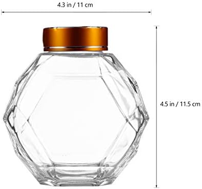 המוטון 4 יחידות ברור זכוכית דבש צנצנת עם זהב מכסה משושה צורת דבש מיכל סיר סירופ כוורת אחסון בקבוק לבית