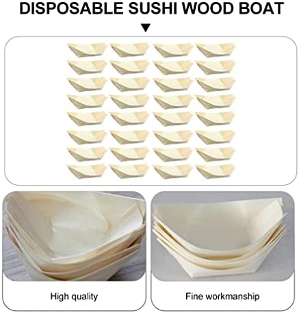 Toddmomy Bamboo Bamboo Soat 50 pcs עץ חד פעמי המגיש סירות סירות צלחות מגשים מיני סושי סושי סושי