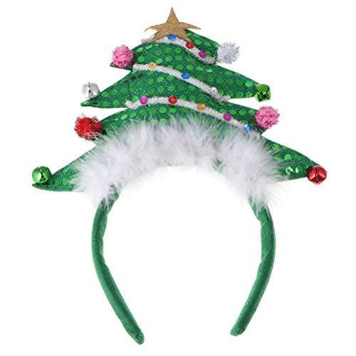 מינקיסי חג המולד עץ סרט מצחיק נצנצים גומייה לשיער עם פעמון חג המולד שיער חישוקי המפלגה טובות עבור פסטיבל