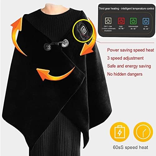 Xuanx חימום שמיכה עם 3 הגדרות חימום, נשים מחממות שמיכות חימום צעיף USB גלישה אלחוטית, צעיף קפיץ