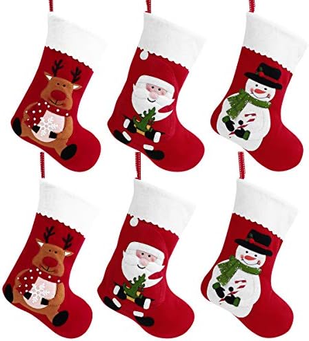 צעצועים 6 יחידות חג המולד גרביים אדומים, הרגישו חג חג המולד, אח תלייה גרביים מסיבת תלייה תיקי פינוק