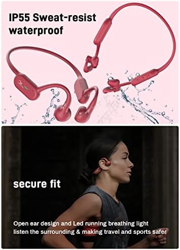 אוזניות הולכת עצם עם מיקרופון, Bluetooth אוזניות אוזניים פתוחות 8 שעות משחק זמני משחק ספורט הולכת עצם אוזניות,