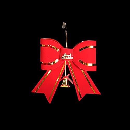 קישוט עץ חג המולד עניבת פרפר אדומה בגדול 13 סמ עם קישוט תליון פעמון