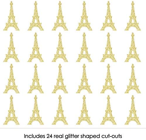 מגדל אייפל נצנצים זהב - גזרות נצנצים זהב אמיתי - גזרות נצנצים - מקלחת לתינוקות של פריז או קונפטי מסיבת