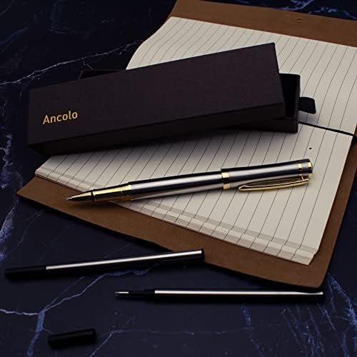 עט רולר יוקרה של ANCOLO לנשים, גברים - מתכת, עט מתנה נחמד לכתיבה חלקה. קופסא מתנה באיכות גבוהה עט מפואר ותוספת