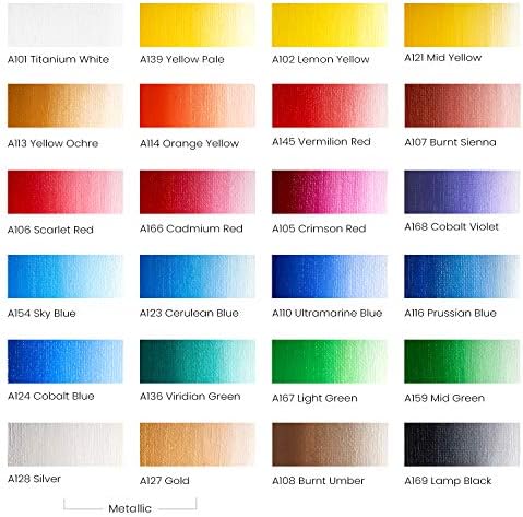 סט צבעי שמן של ארטזה, 24 צבעים, 12 מל, 0.4 ארהב צינורות צינורות צינורות, מברשות צבע, סט של 12, מברשות צבע אקריליות