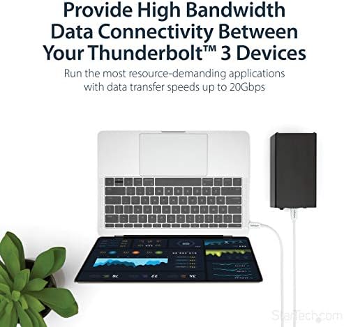 Startech.com פעיל 40GBPS Thunderbolt 3 כבל - 3.3ft/1M - שחור - 5K 60Hz/4K 60Hz - Certified TB3 Tharger