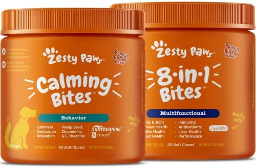 כפות Zesty מרגיעות לעיסות רכות לכלבים - קור רוח ורגיעה למתח יומיומי + תוספי מזון רב -פונקציונליים