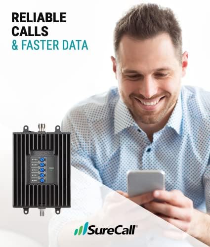 SureCall Fusion4Home טלפון סלולרי מגבר על עד 5000 מר, מגביר את 5G/4G LTE, יאגי פאנל RG-11, בית ומשרדים