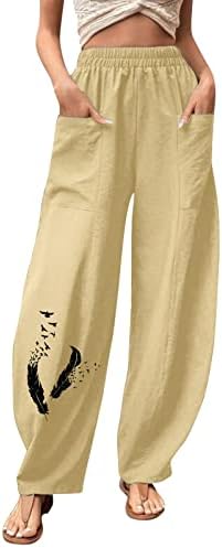 מכנסי יולדות של דונאקיפה נשים אלסטיות גבוהות של נשים רגל רחבה פלאצו קולוטה גאוצ'ו קפרי מכנסיים