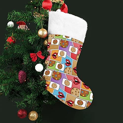 שפתיים פופ ארט גרב חג המולד גרב עץ עץ אח תלויים גרביים עם קישוט שרוול קצר לפלאש למסיבת חג ביתי