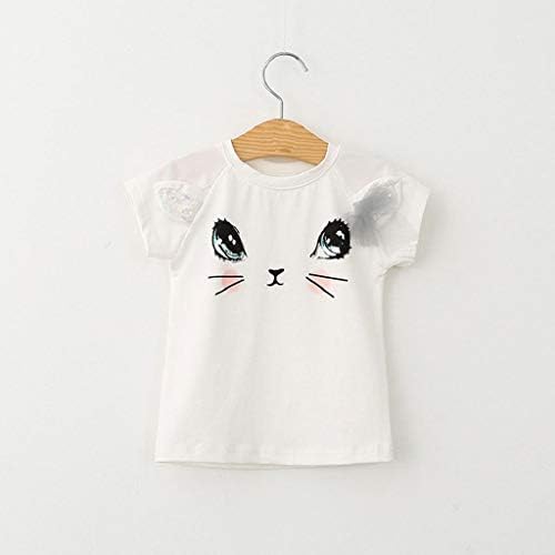 פעוט ילדים בנות קיץ חמוד חתול דפוס חולצה חולצות פרפר טוטו חצאית סט בגדים