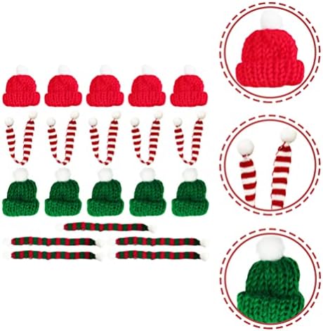 20 יחידות מיני כובע עבור מלאכות חג המולד לסרוג כובע וצעיף אדום ירוק סרוג צמר קישוט בובות מלאכות סכום