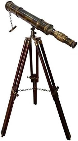 טלסקופ עתיק ימי פליז פליז רצפת ספיגגלס עומדת על עיצוב שולחן עבודה ימי אותנטי