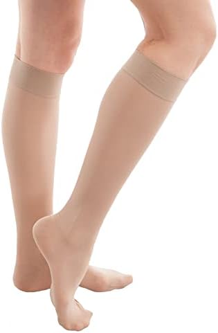 איטה-מד שקוף הברך גבוהה דחיסת גרביים לנשים-בוגר בינוני דחיסת 20-22 ממ כספית, סגור הבוהן
