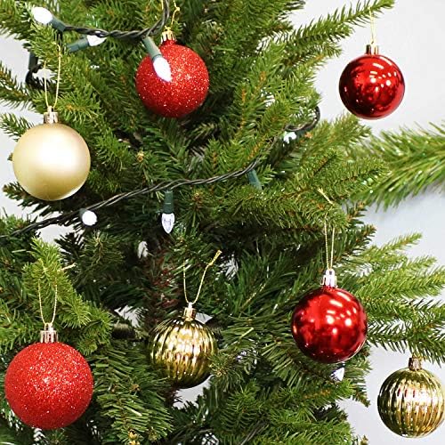 Sunnydaze 24 -ספירות 60 ממ 60 ממ אטום קישוטי כדור חג המולד עם ווים כלולים - קישוטים של עץ מדלי שמח שנקבע לעיצוב
