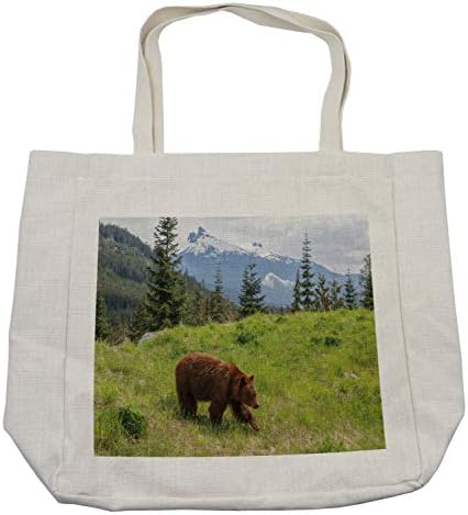 תיק קניות של אמבסון דוב, חיות בר למעלה בהרים נושא חיה פרווה קרניבור בגידול טבע יולסטון, תיק לשימוש חוזר וידידותי