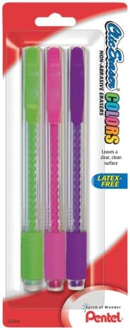 Pentel® Clic Erasers®, צבעים שונים, חבילה של 3