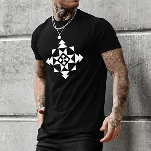 חולצות טריקו של שרוול קצר של XXBR לגברים, הדפס חדש של קיץ סגנון אתני צוואר צוואר טשט