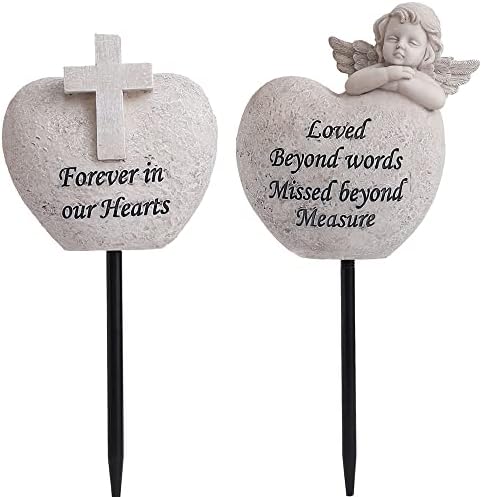 אגרטלי קבר מלאך וחוצה קבר ， קישוטים חמורים לבית הקברות ， מתנות זיכרון לאובדן אהוב - סט של 2 לפרחים טריים/מלאכותיים