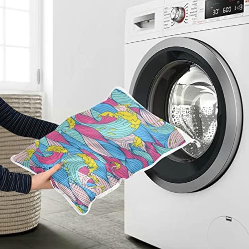 ג ' ואמה צבעוני גלי ים 2 חבילה רשת שק כביסה מכונת כביסה עבור גרביים, גרב, תחתונים, חזיית הלבשה תחתונה, נסיעות