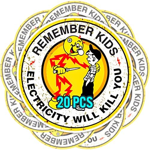 20 יח '/אריזה מדבקת רדי קילוואט, זכור כי חשמל לילדים יהרוג אתכם מדבקה, סכנה חשמלית בטיחותית סיכון חשמלי