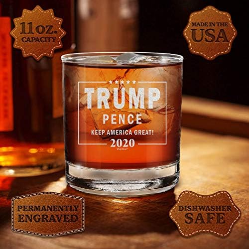 Shop4ever טראמפ פנס שמור על אמריקה נהדר 2020 זכוכית ויסקי חרוטה