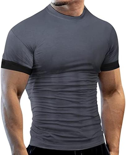 גדול חולצות לגברים זכר כל עונה חולצה חלקי עגול צוואר מוצק צבע עץ הדפסת נוח קצר