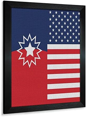 אמריקאי דגל מוצק עץ מסגרת יהלומי ציור ערכות עגול מלא תרגיל צלב תפר תליית תמונה עבור קיר תפאורה בלקווד