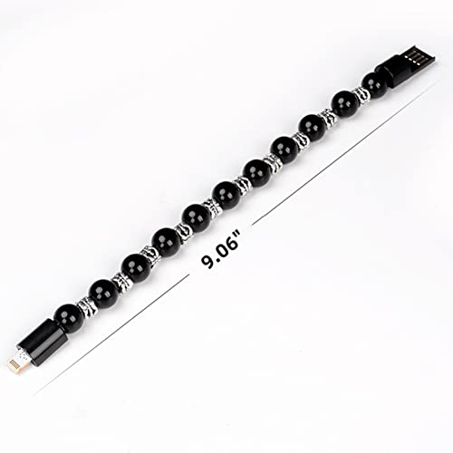 טעינה של צמידי כבלים כבלים כבל חרוזי USB חרוזים שחורים