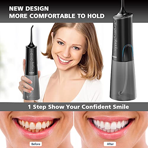 מים אלחוטיים חוט שיניים לשיניים - השקיה דרך הפה ניידת עם 5 מצב חדש, 4 טיפים לסילון להחלפה - נטענת