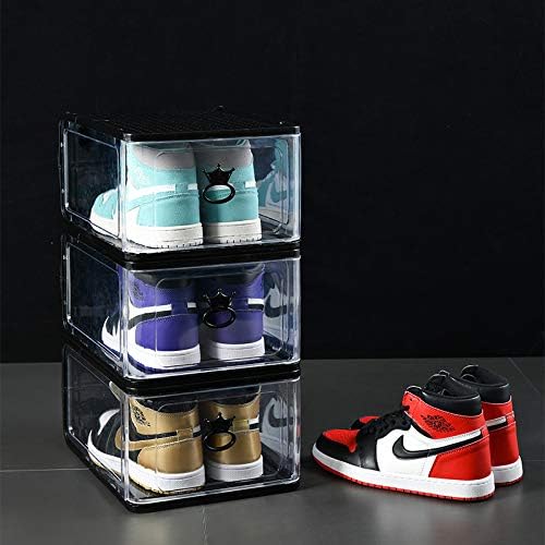 קופסאות אחסון נעליים של Woqlibe, 9 חבילות משודרגות, קופסאות נעליים ערימות פלסטיק ברורות עם מכסים,