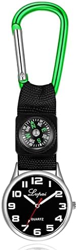 Renslat Sport חיצוני קוורץ שעון כיס עם שעון תליון מצפן רצועת ניילון קרבינר מתנות שעון כיס