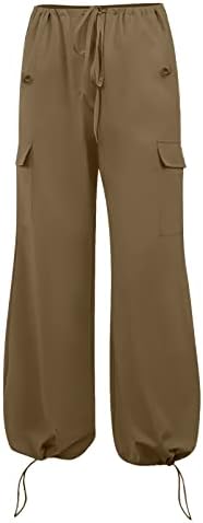 מכנסי מצנח לנשים מכנסי מטען נשים שקיק y2k מותניים נמוכים רגל רחבה רחבה מכנסיים רצים רגועים