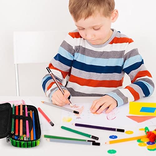 עפרון עפרון דפוס ירוק עט עט משרד שקית בית ספר לשקית שקית שקית תיבה, תיק עיפרון נייד 7.5x3x1.5in