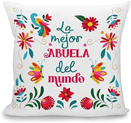 La Mejor Abuela del Mundo Fillow ספרדית כרית מכסה 18''x18 '', ציטוט מעורר השראה סבתא אבוללה