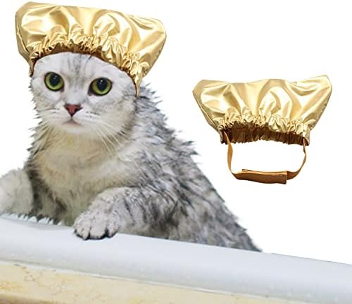 תחפושת לכלבים שמתקלחים עם כובע חיית מחמד מתכוונן לאוזניים- מקלחת מקלחת חתולים כובע חיות מחמד רצועת